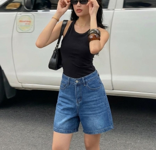 [ Sablex ] Quần short jean xanh basic – trẻ trung, tôn dáng, dễ phối và mặc cực thoải mái.có Bigsize