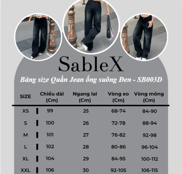 Quần Jean Ống Rộng 25cm Wash đùi SableX màu đen Phù Hợp Cho Nam Và Nữ