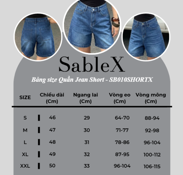 [ Sablex ] Quần short jean xanh basic – trẻ trung, tôn dáng, dễ phối và mặc cực thoải mái.có Bigsize